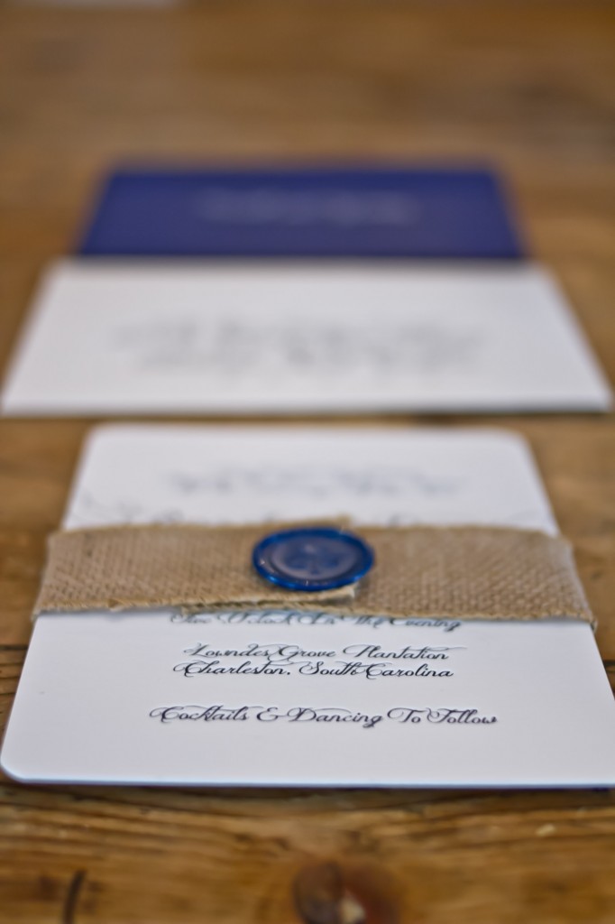 navy letterpress invitation