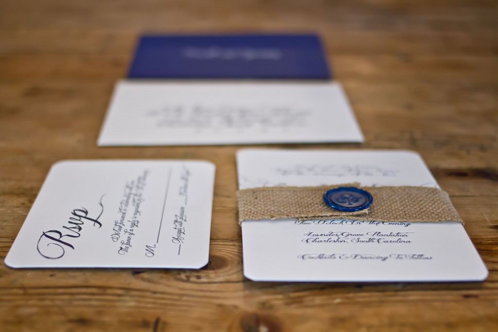 navy letterpress invitation