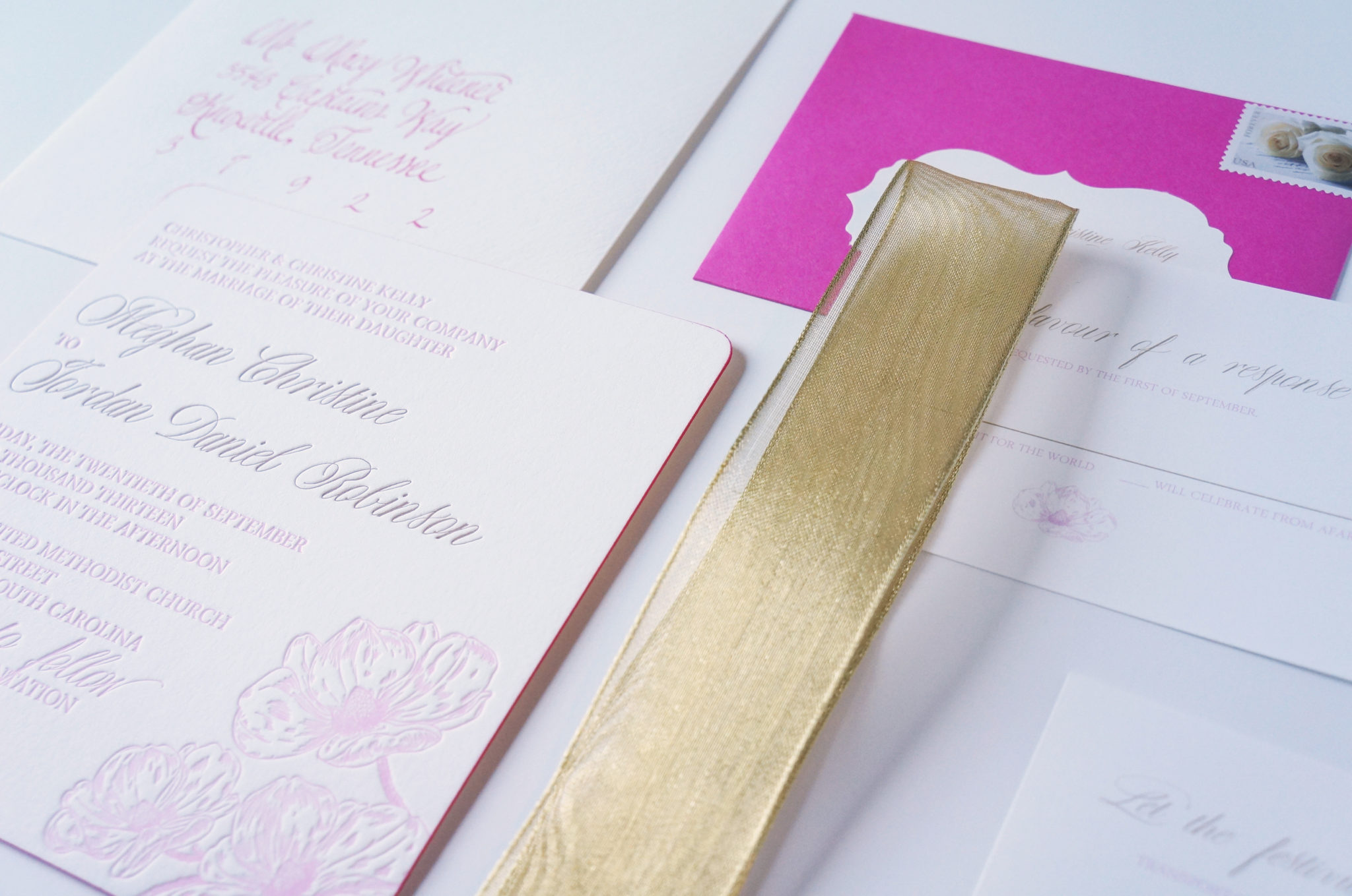 bright pink invitation suite