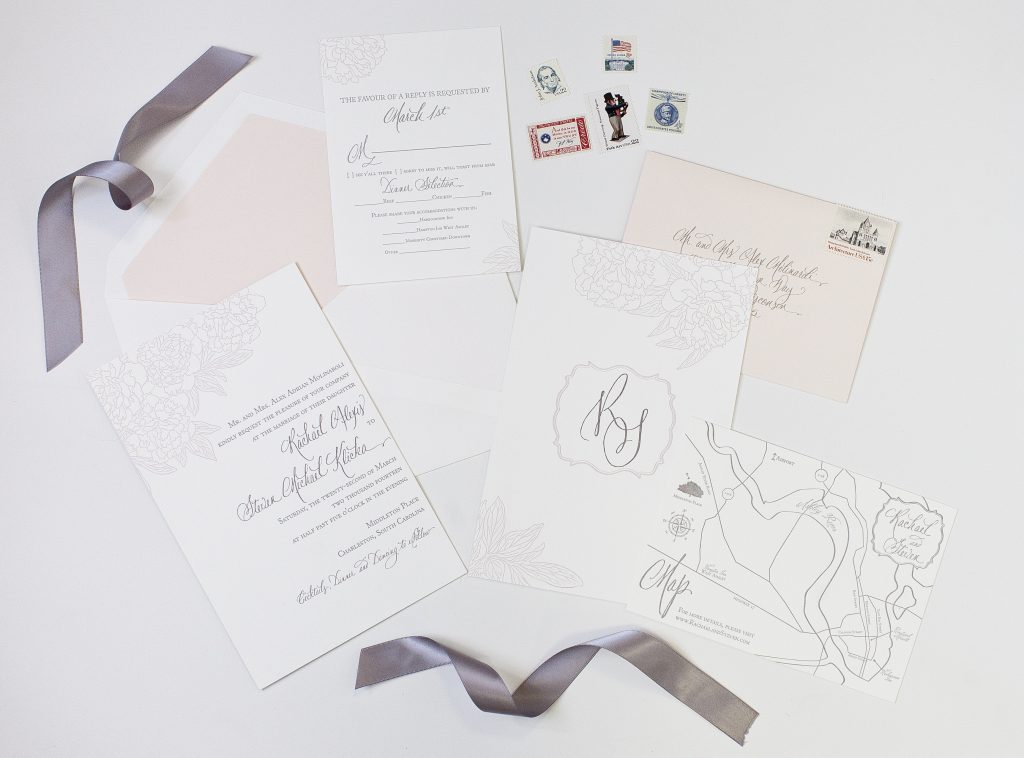 blush wedding invitation