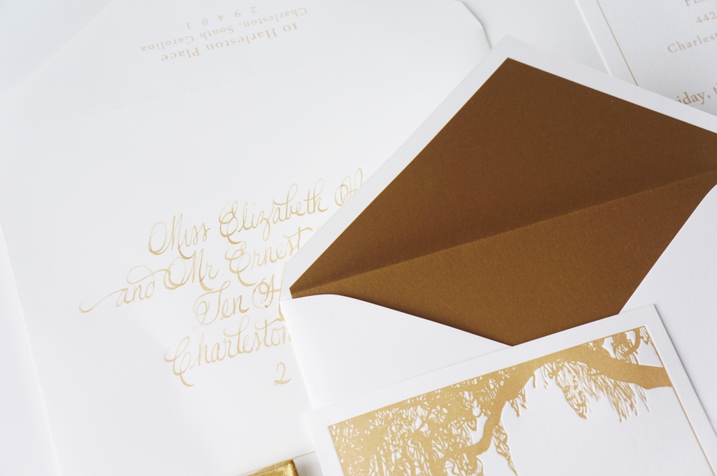 timeless gold charleston invitations