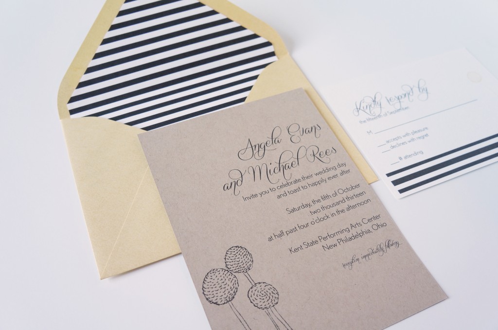 modern kraft wedding invitation