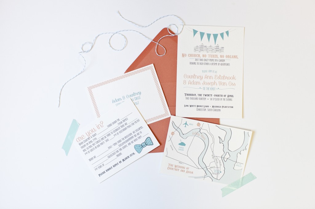 casual coral wedding invitations