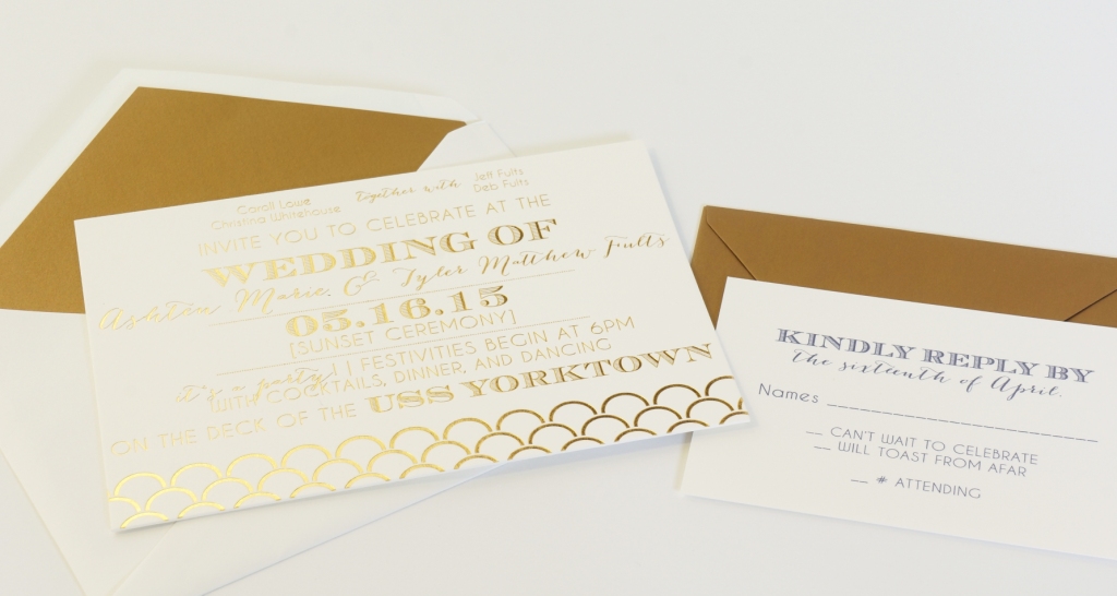 fun gold foil invitation