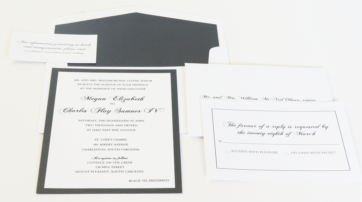 black and white thermography invitations