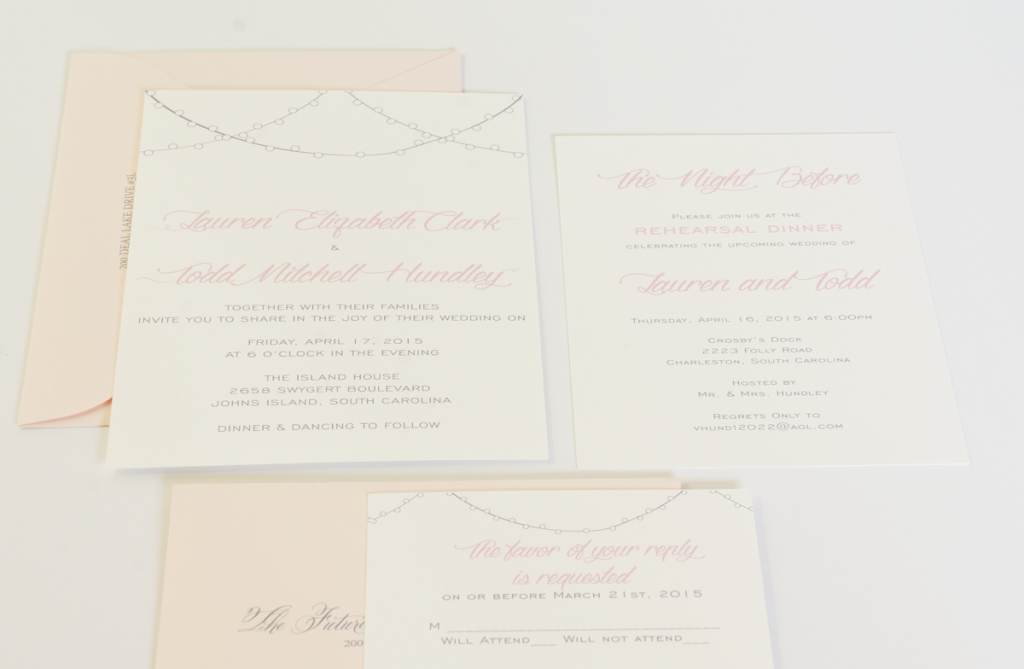 cafe lights wedding invitation