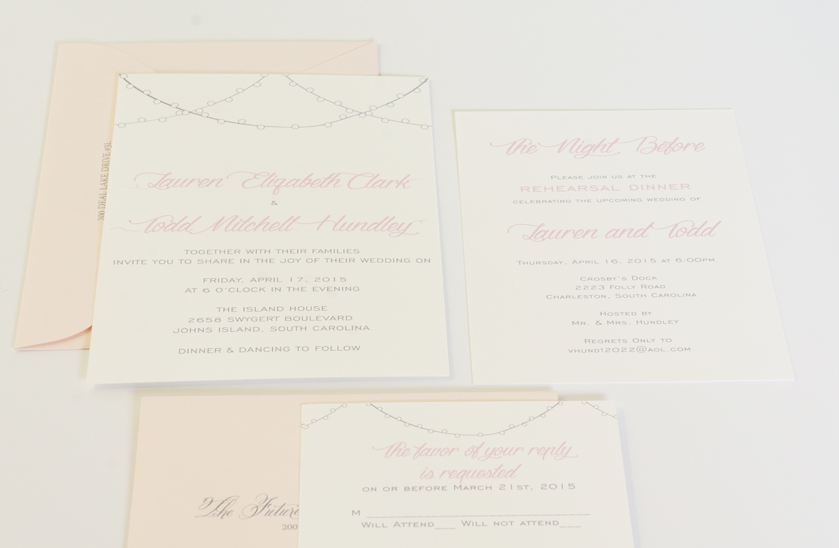 cafe lights wedding invitation