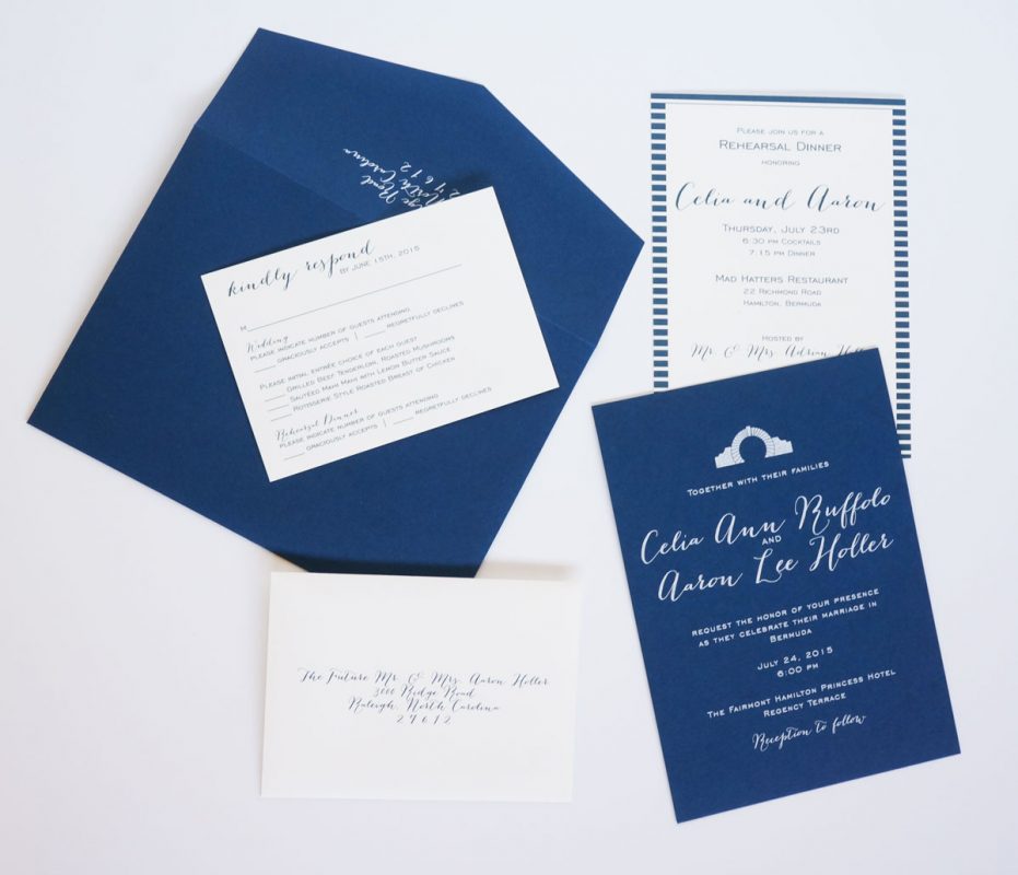 Bermuda wedding invitation by Dodeline Design Charleston