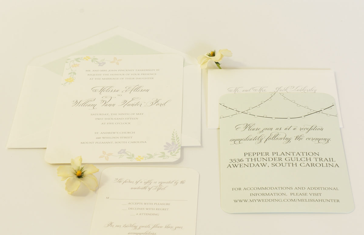 mint green spring wedding invitation