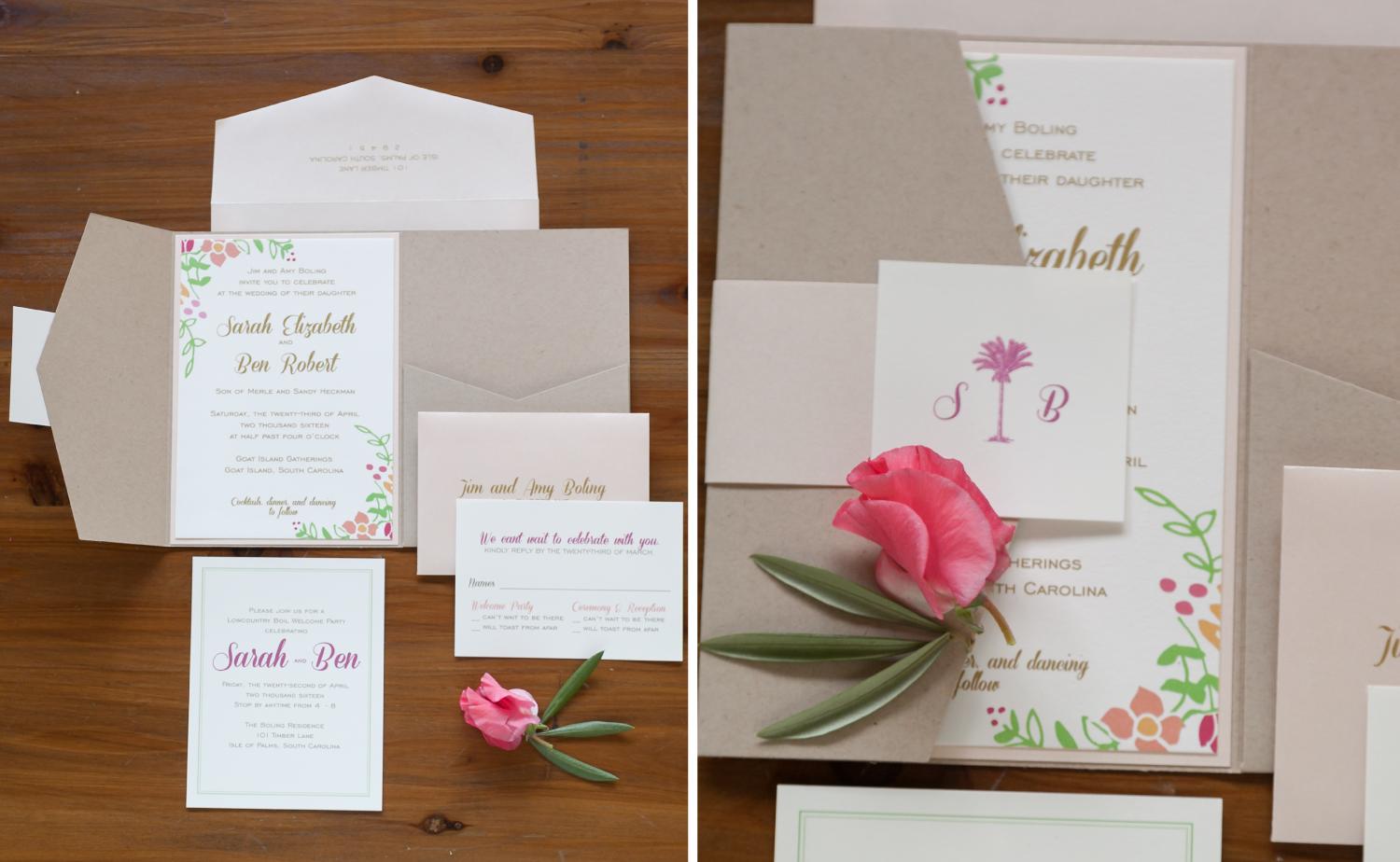 flower wedding invitation