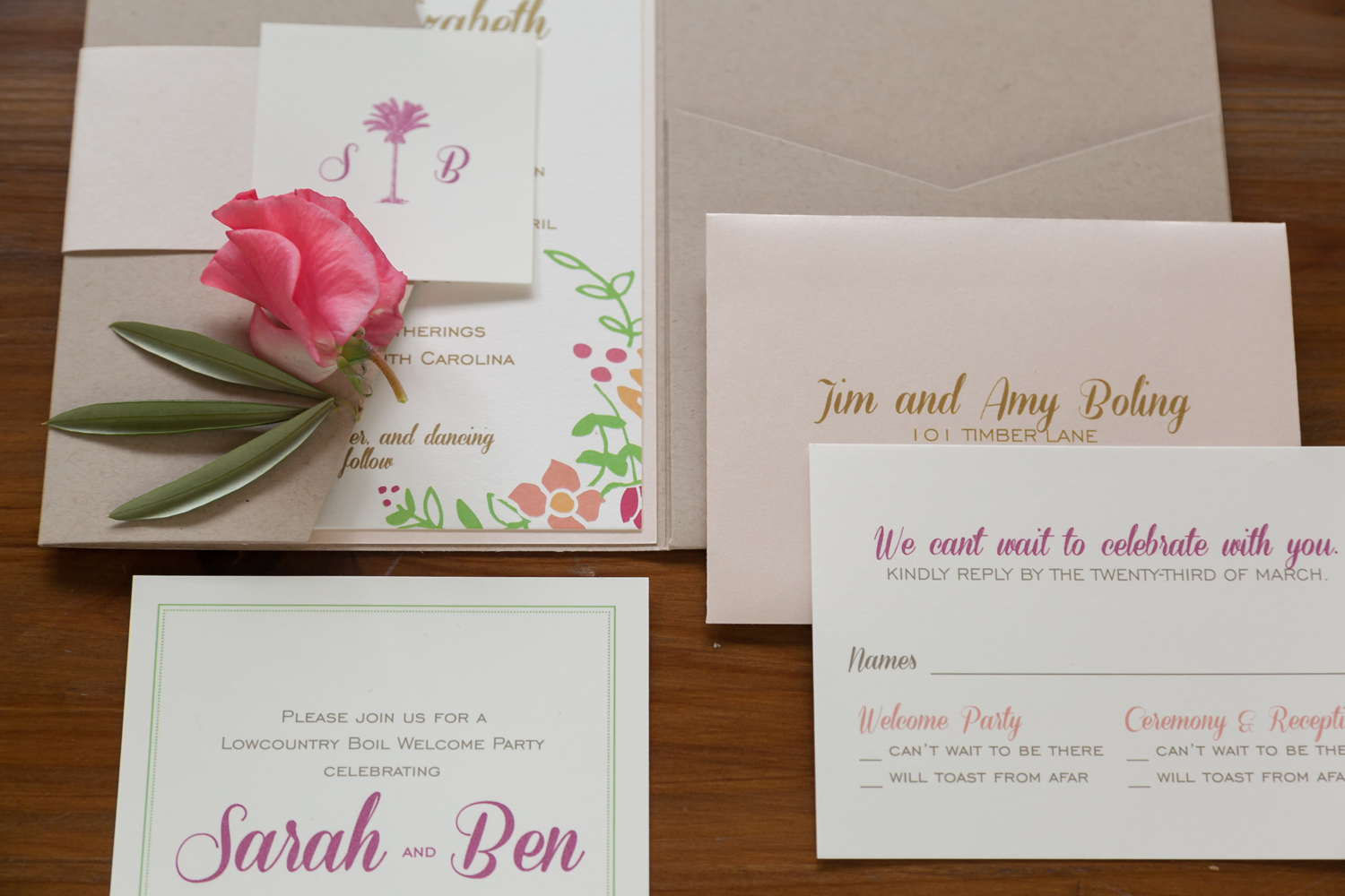 flower wedding invitation