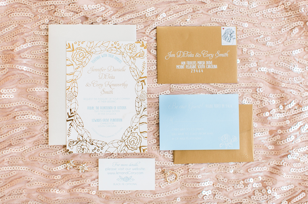 gold flower invitation