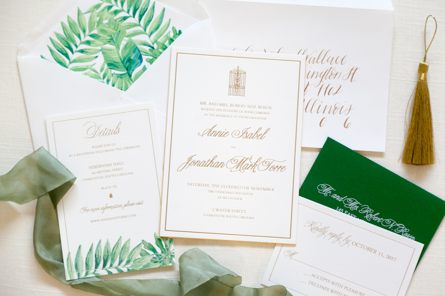 palm fronds invitation