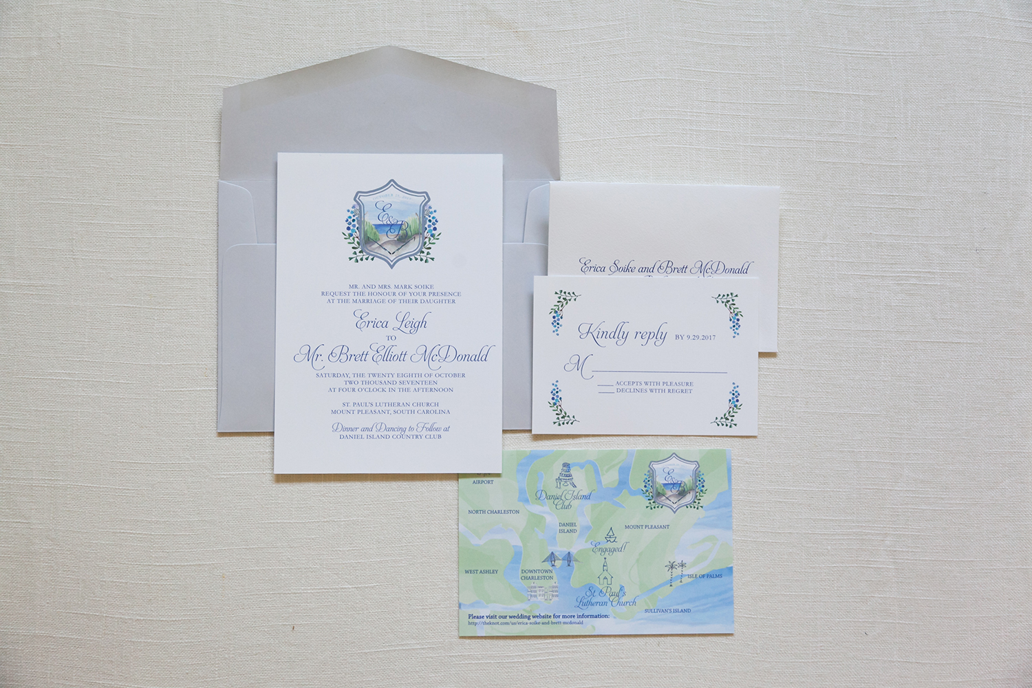 watercolor crest invitation