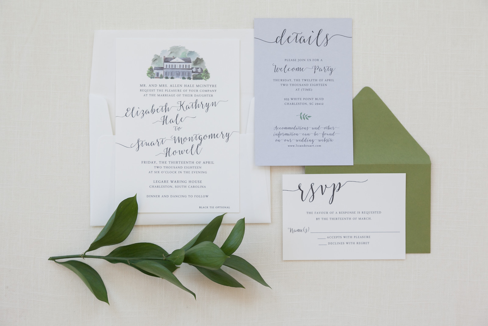 watercolor legare waring house invitation - Charleston Graphic Design ...