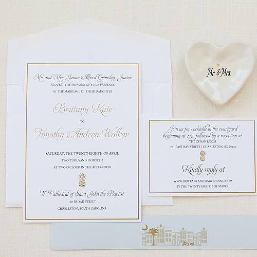 classic pineapple wedding invitation