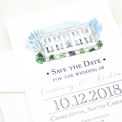 watercolor wickliffe house save the date