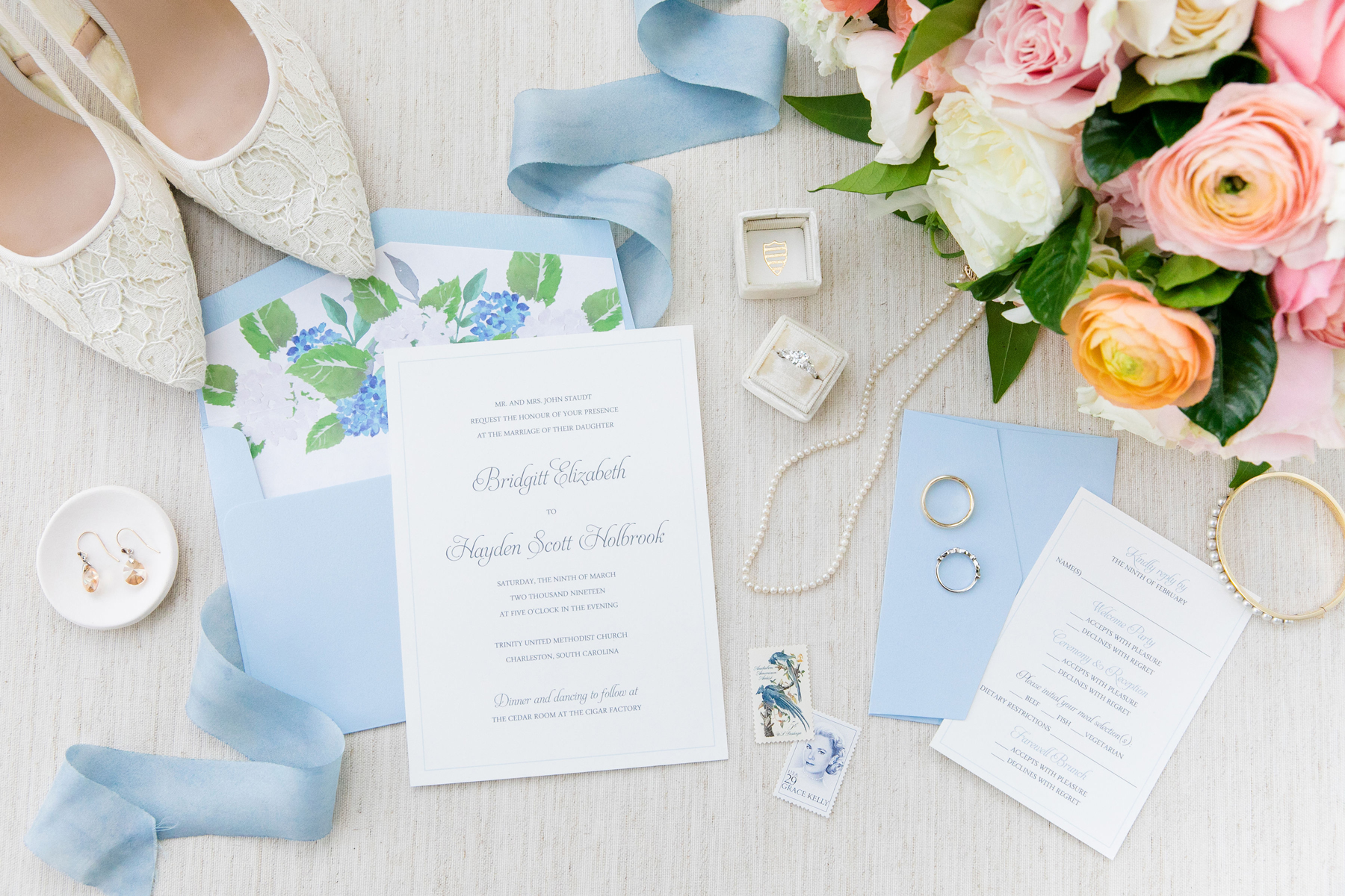 hydrangea wedding invitation