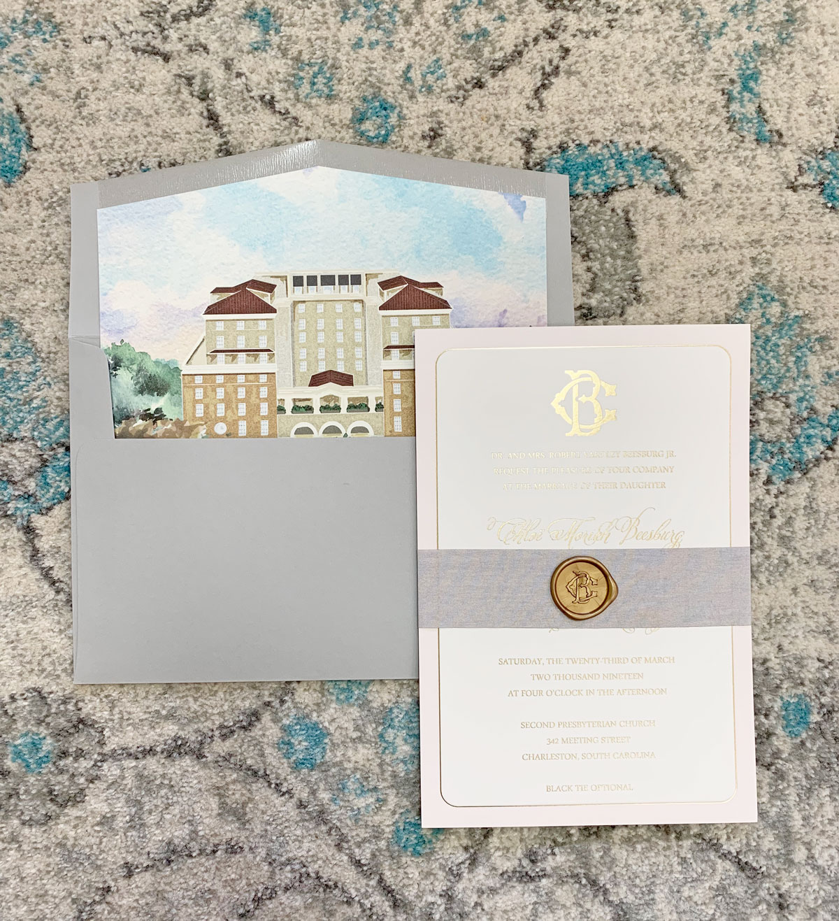 hotel bennett wedding invitation