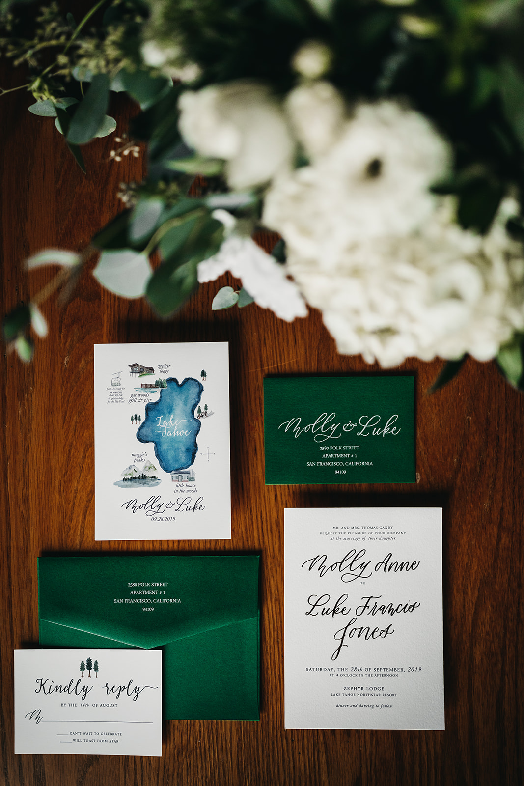 lake tahoe wedding invitation