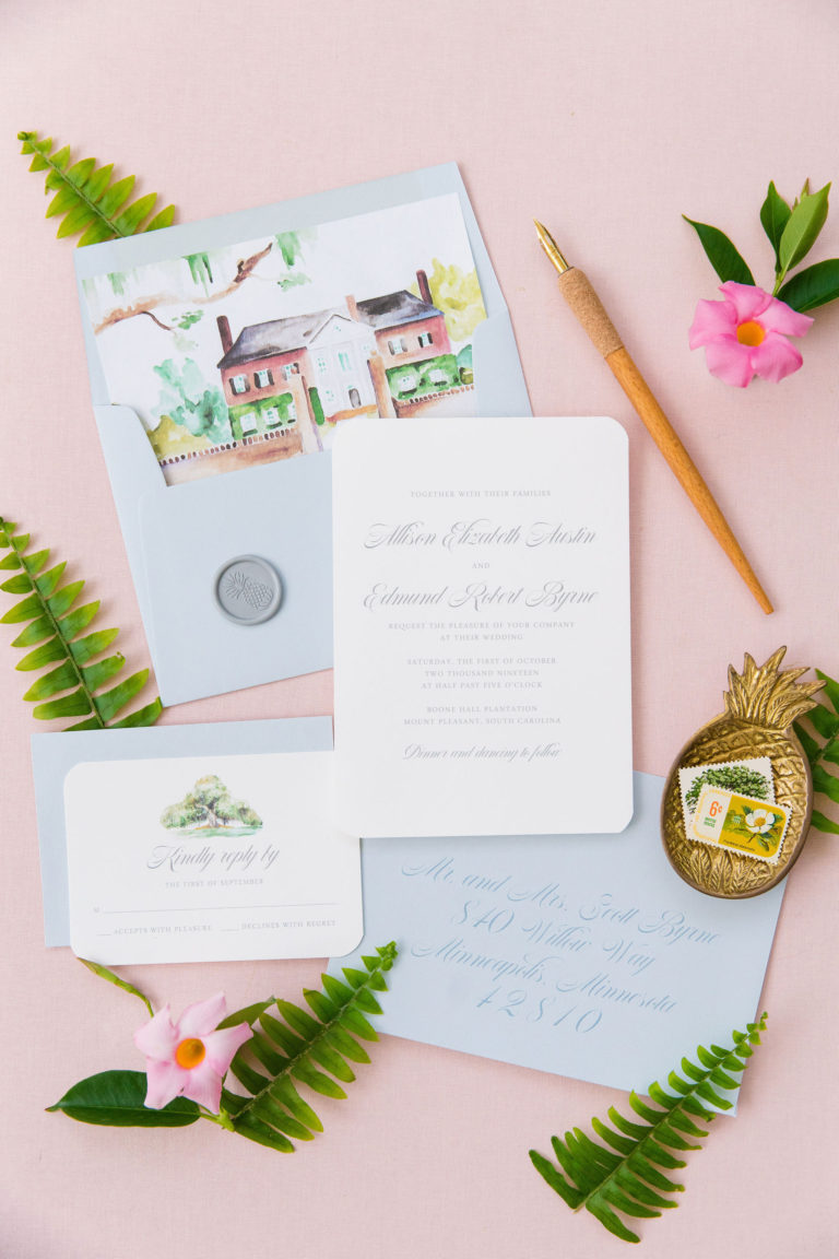 boone hall wedding invitation