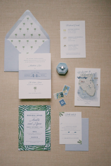 blue cedar room wedding invitation