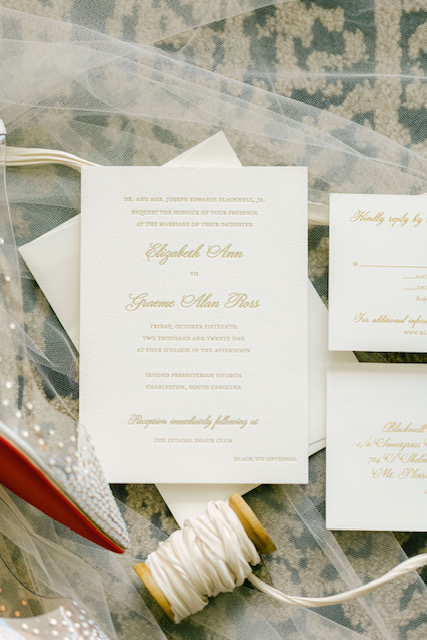 classic gold foil wedding invitation