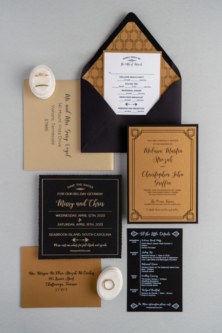 elegant seabrook island wedding invitation