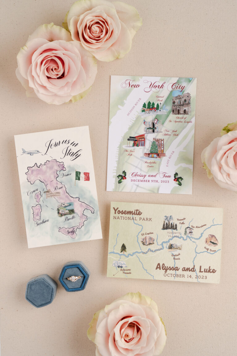 Watercolor Wedding Maps